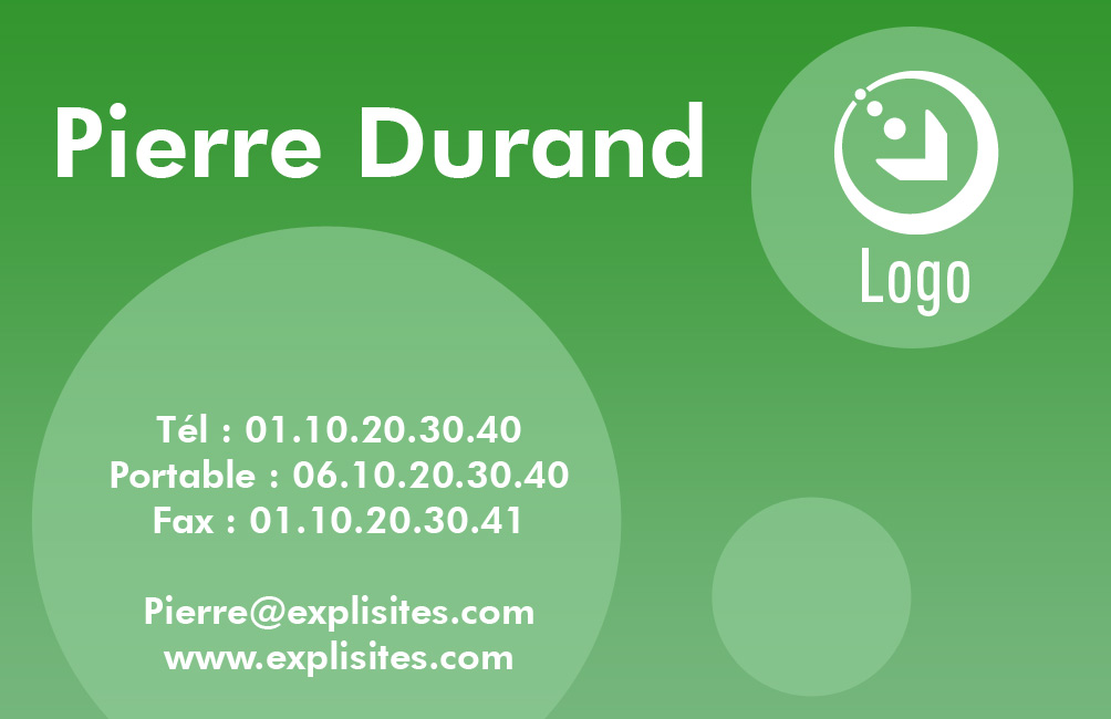 Exemple de la Carte de Viste verte