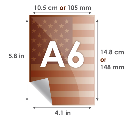 Paper A6: 148 x 105 mm - 14.8 x 10.5 cm - 5.8 x 4.1 inches