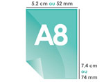 Format A8 : 52 x 74 mm