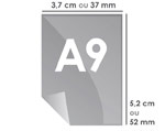 Format A9 : 37 x 52 mm